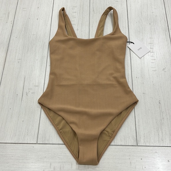Onia Other - Onia Rachel One-Piece Swimsuit Waffle Texture Tan Ribbed NWT Size S